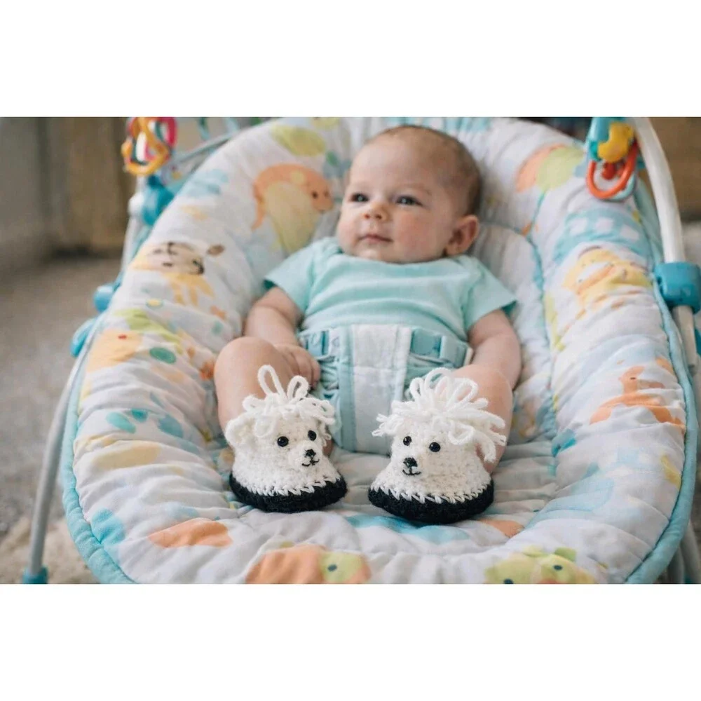 Hand-Crochet Lamb Baby Booties: Felt-Lined Sheep Newborn Slippers (0-3 Months)